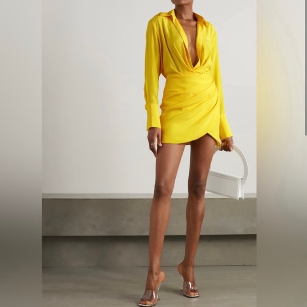 Gauge81 Naha Draped Silk Satin Mini Shirt Dress - Picture 5 of 5